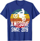 Awesome Since 2019 Retro Motorcycle Dirt bike Boy's Birthday T-Shirt - T-Shirt | Royal