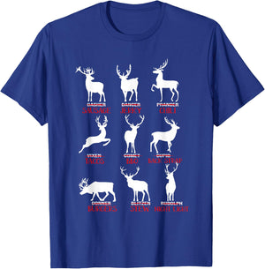 Christmas Deer Hunters All of Santa's Reindeer Xmas T-Shirt - T-Shirt | Royal