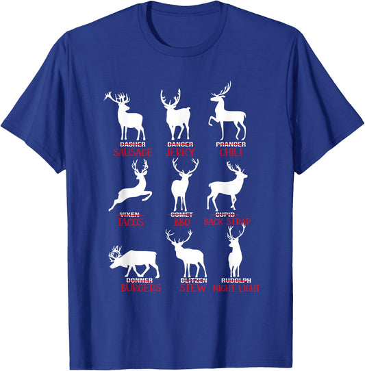 Christmas Deer Hunters All of Santa's Reindeer Xmas T-Shirt - T-Shirt | Royal