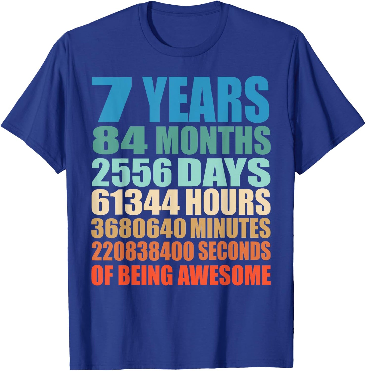 7 Years Old 7th Birthday Vintage Retro 84 Months T-Shirt - T-Shirt | Royal