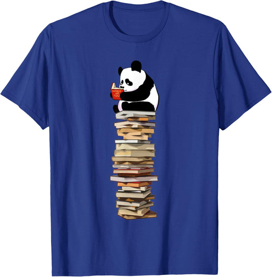 Kawaii Reading books and tea Panda T-Shirt - T-Shirt | Royal
