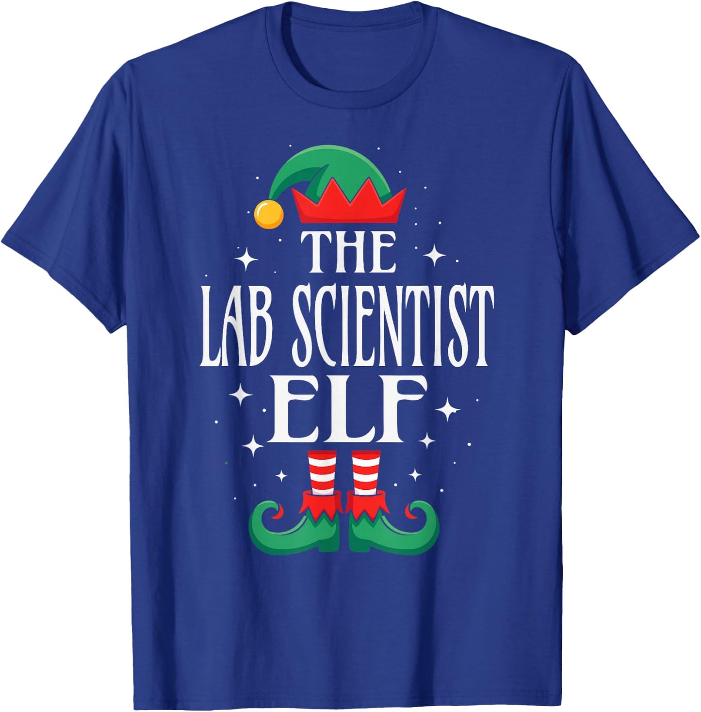 Lab Scientist Elf Job Title Funny Christmas Matching Xmas T-Shirt - T-Shirt | Royal
