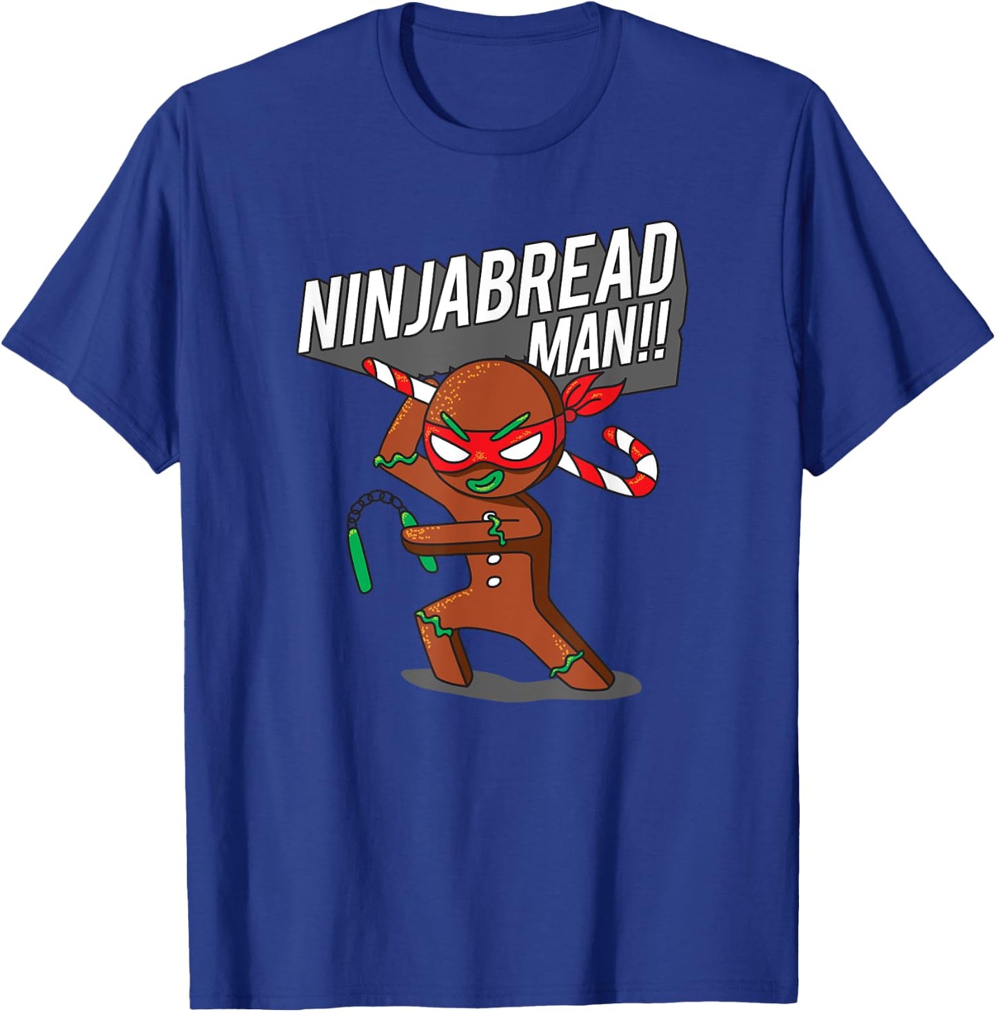 Funny Christmas Ninja Gingerbread Man T-Shirt - T-Shirt | Royal