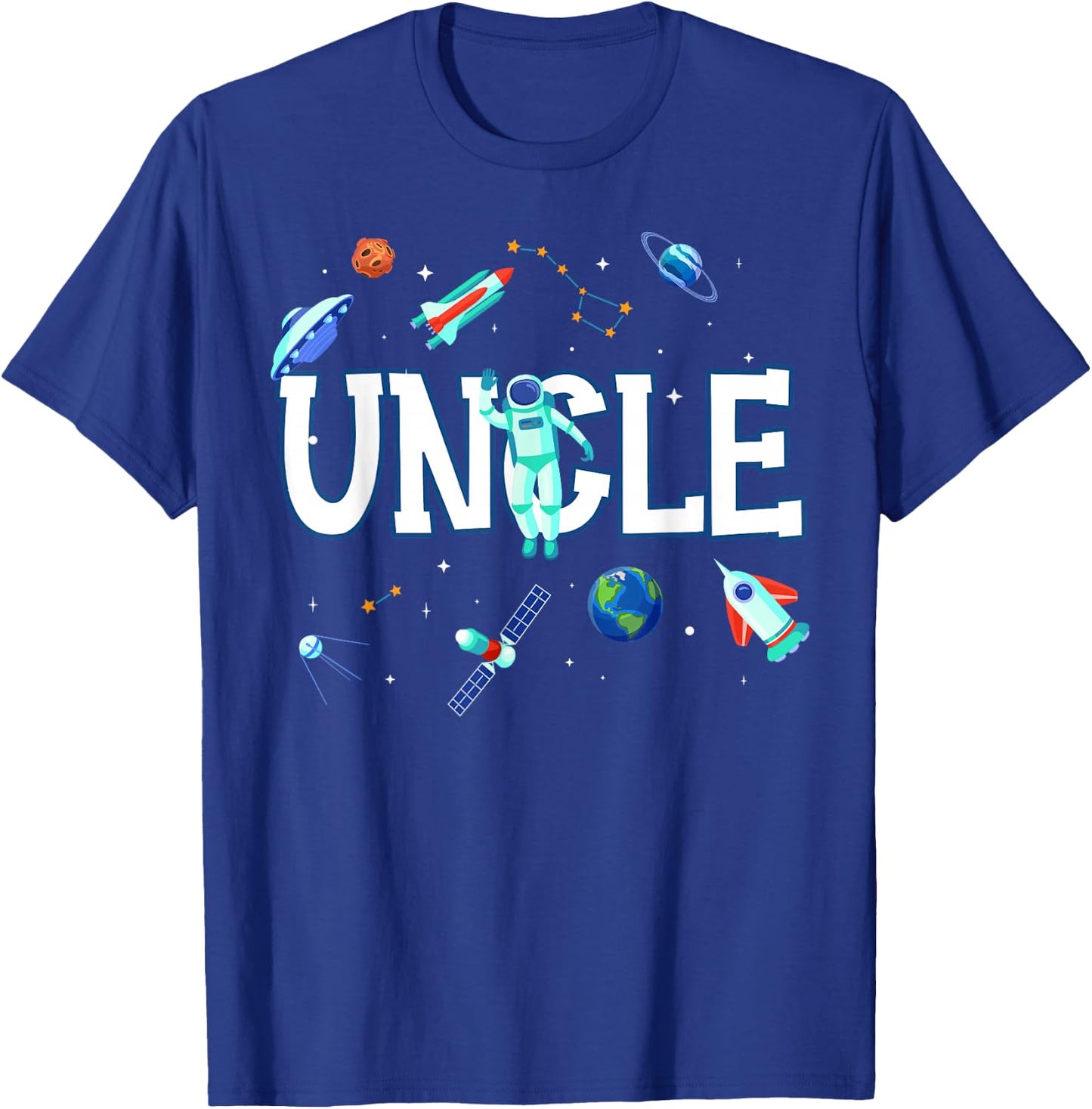 Uncle Astronaut Space Family Matching Birthday Party T-Shirt - T-Shirt | Royal
