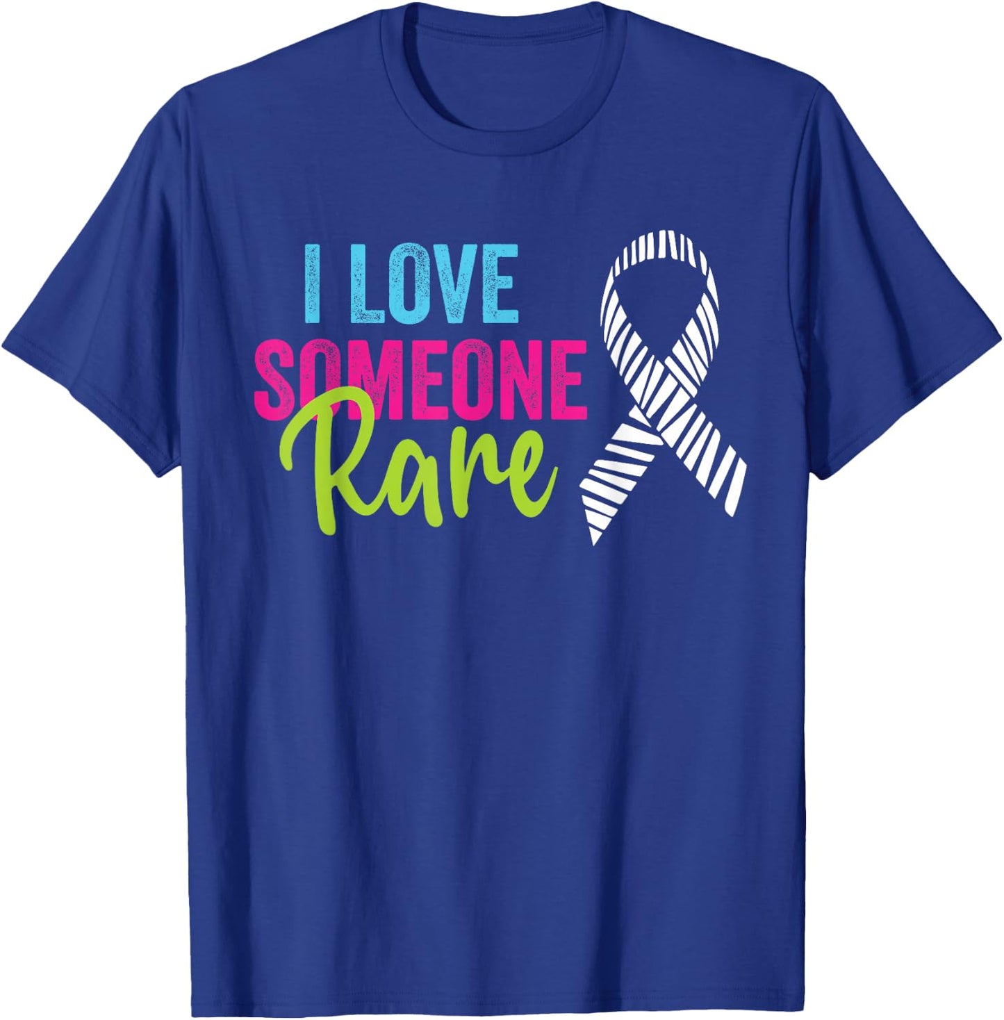 Rare Disease Awareness Zebra Ribbon, I Love Someone Rare T-Shirt - T-Shirt | Royal