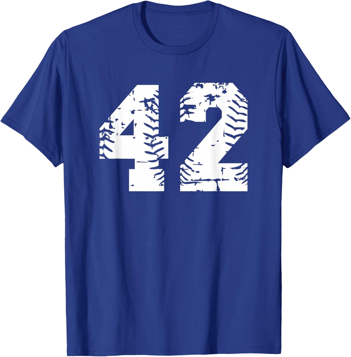 Number #42 Baseball Softball White Number T-Shirt - T-Shirt | Royal