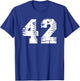 Number #42 Baseball Softball White Number T-Shirt - T-Shirt | Royal