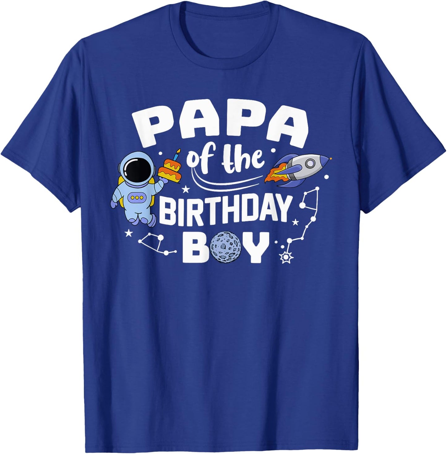 Papa Of The Birthday Boy Astronaut Family Space Planets T-Shirt - T-Shirt | Royal