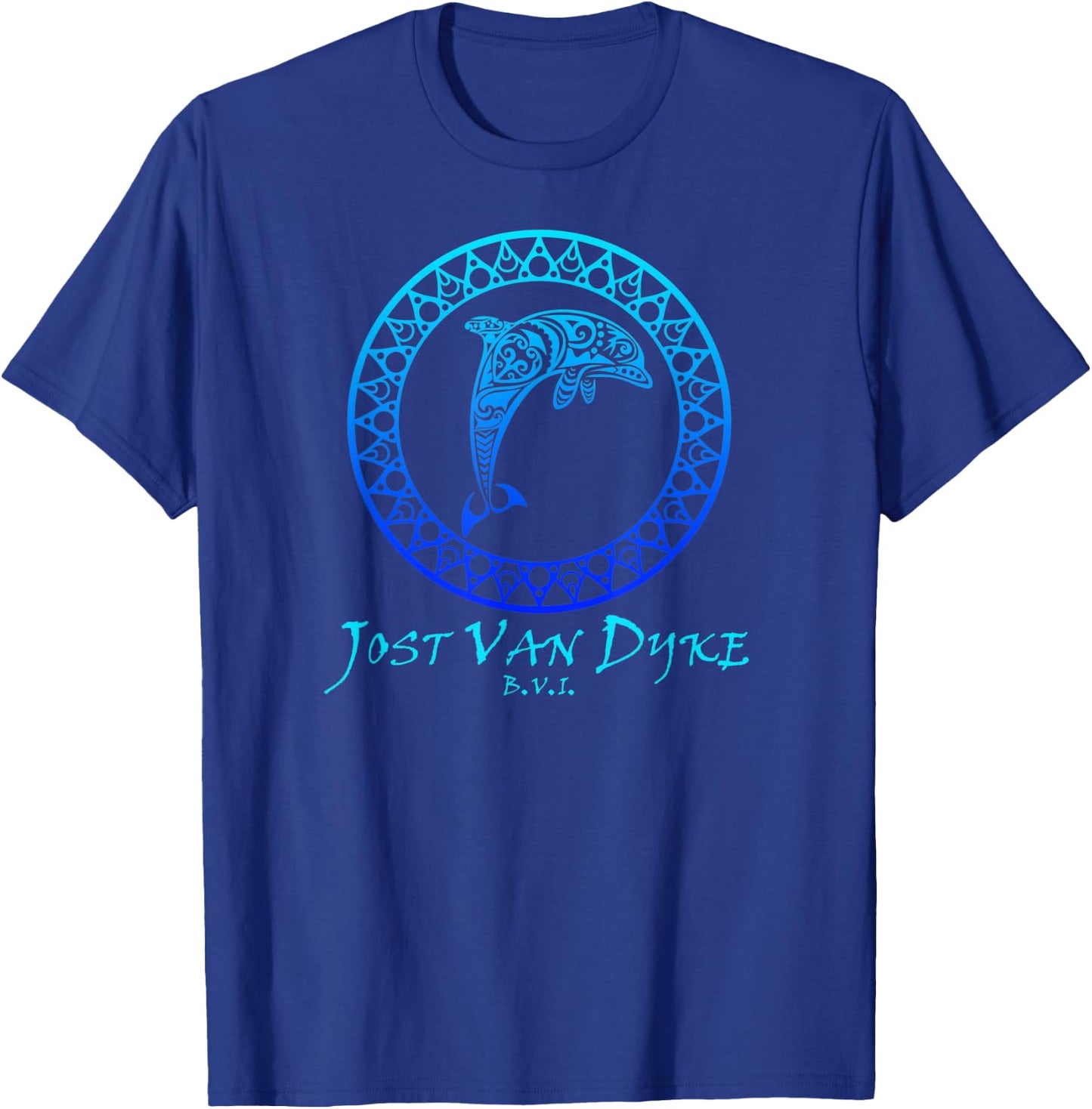 Jost Van Dyke, BVI Vintage Retro Tribal Dolphin Vacation T-Shirt - T-Shirt | Royal
