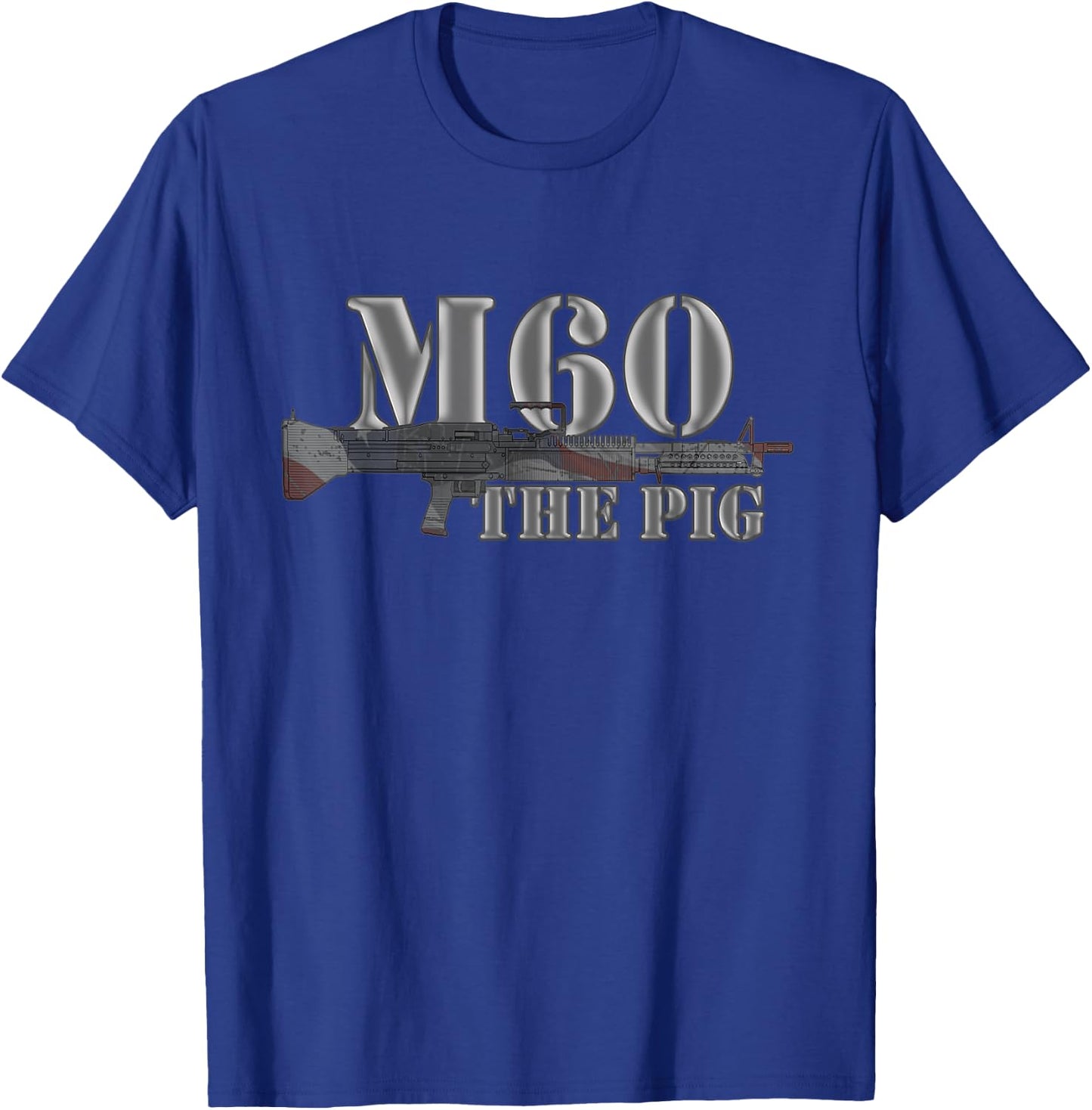 M60 Military Machine Gun American Flag Graphic Women Men T-Shirt - T-Shirt | Royal