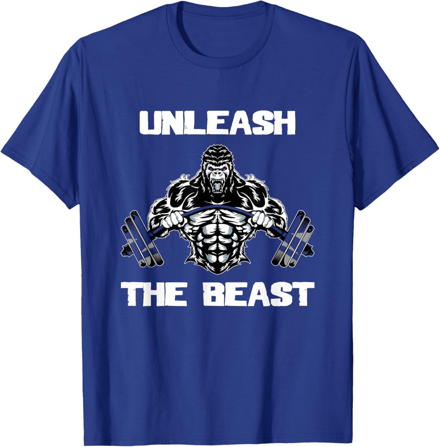 Unleash The Beast Gorilla Bodybuilding Motivational Gift T-Shirt - T-Shirt | Royal