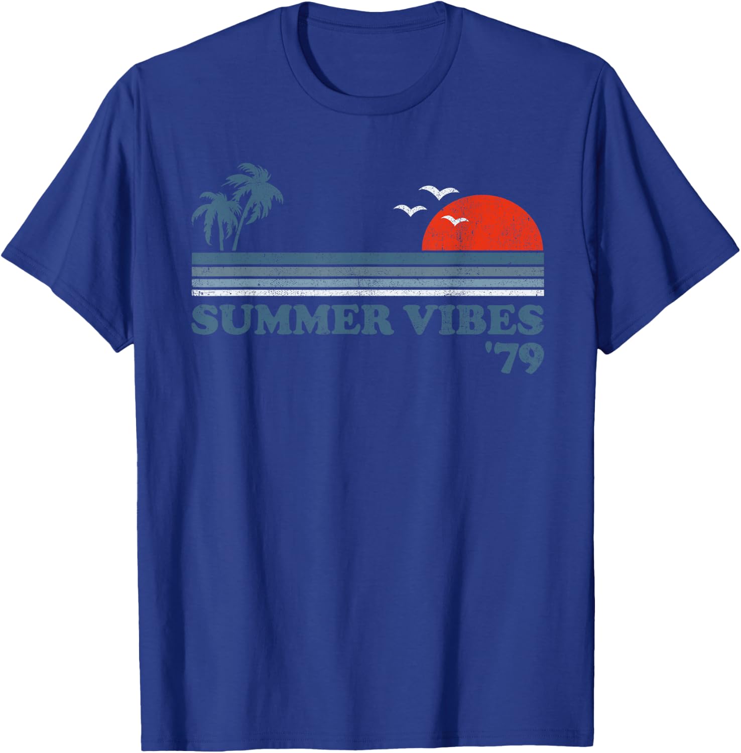 Summer Vibes Vintage Beach Retro Sunset 70's Vacation T-Shirt - T-Shirt | Royal