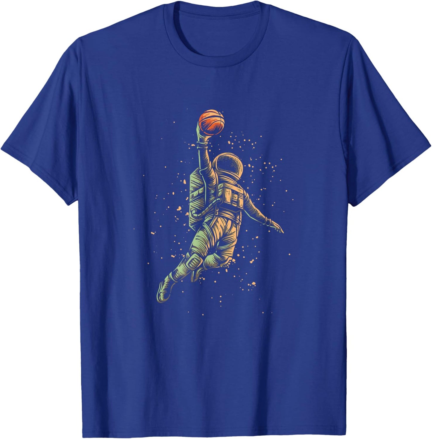 Basketball Astronaut Ball Sports Dribbling Dunking Hoop Fan T-Shirt - T-Shirt | Royal