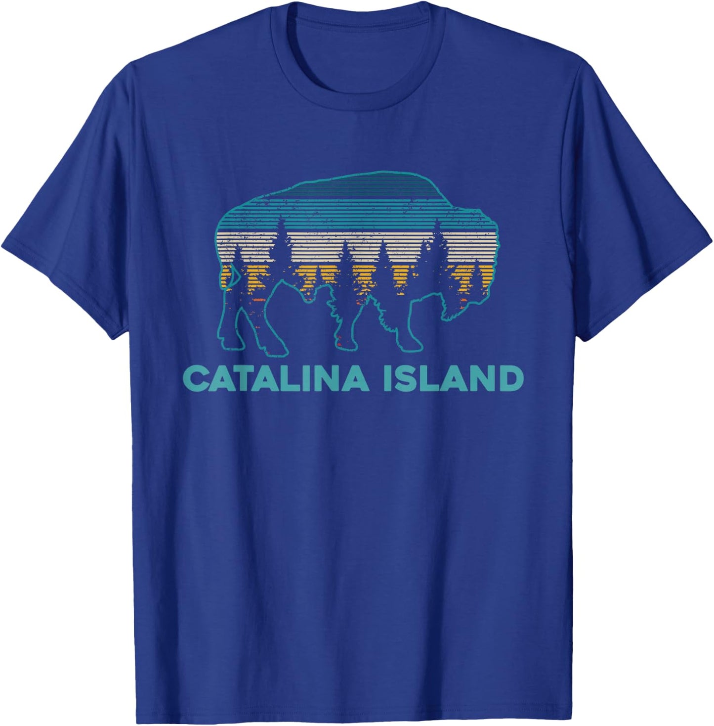 Catalina Island Bison Vintage Souvenir T-Shirt - T-Shirt | Royal