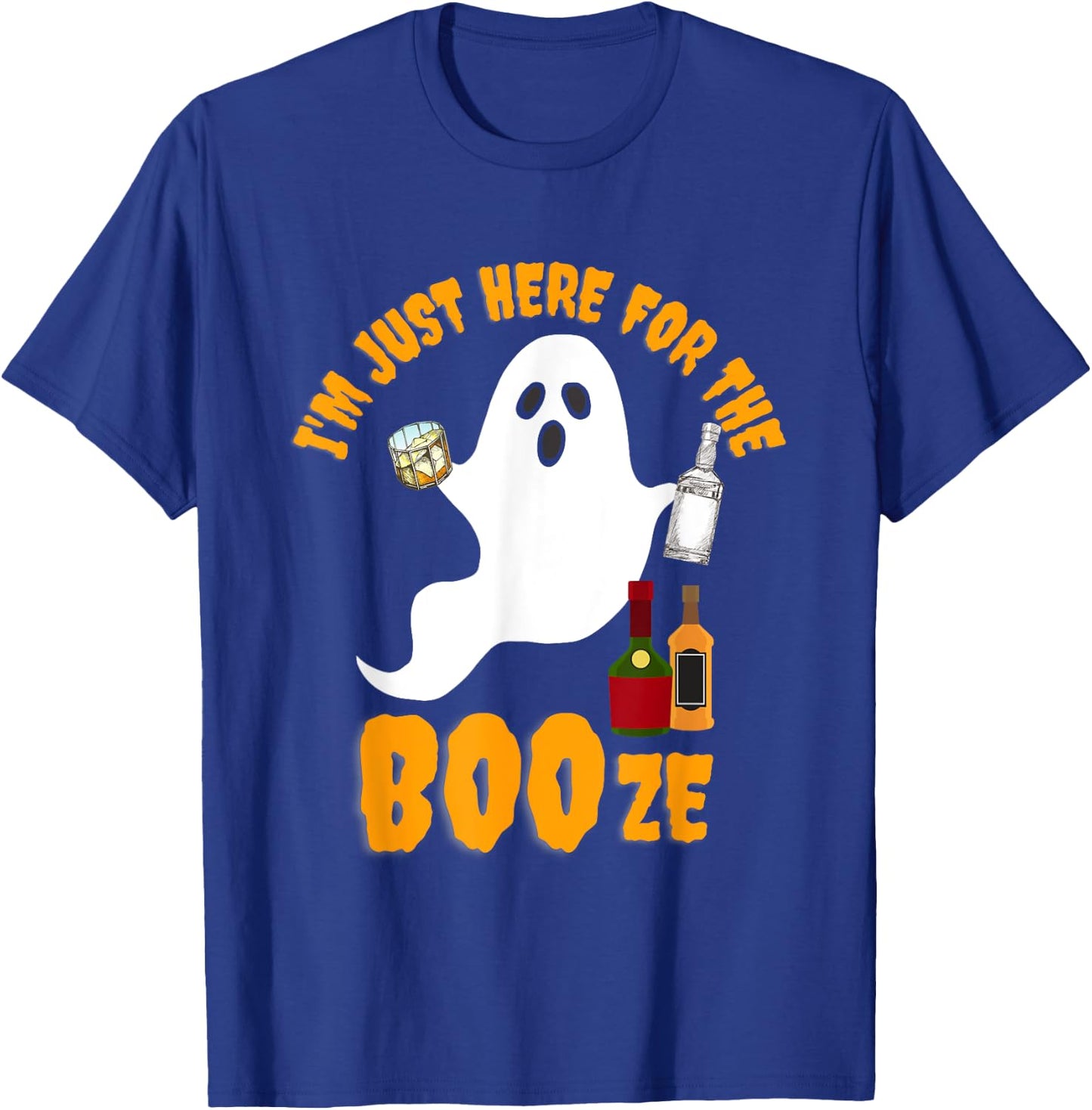 I'm Just Here for the Boos Booze Bourbon Drinking Halloween T-Shirt - T-Shirt | Royal