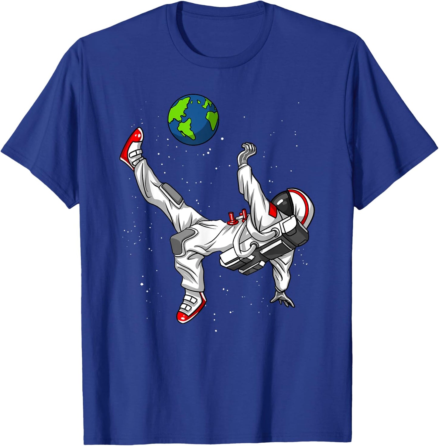 Space Astronaut Soccer Player Planet Earth Boys Men Kids T-Shirt - T-Shirt | Royal