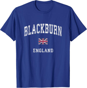 Blackburn England Vintage Athletic Sports Design T-Shirt - T-Shirt | Royal