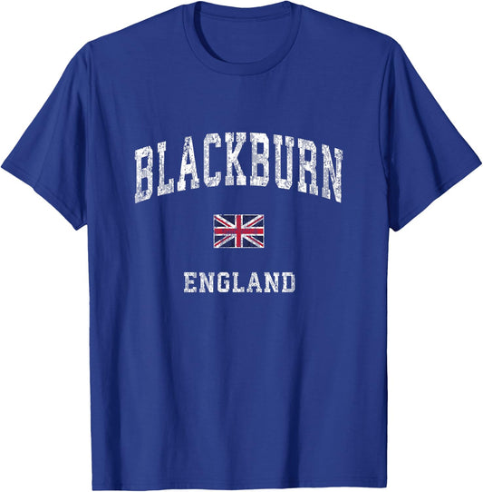 Blackburn England Vintage Athletic Sports Design T-Shirt - T-Shirt | Royal