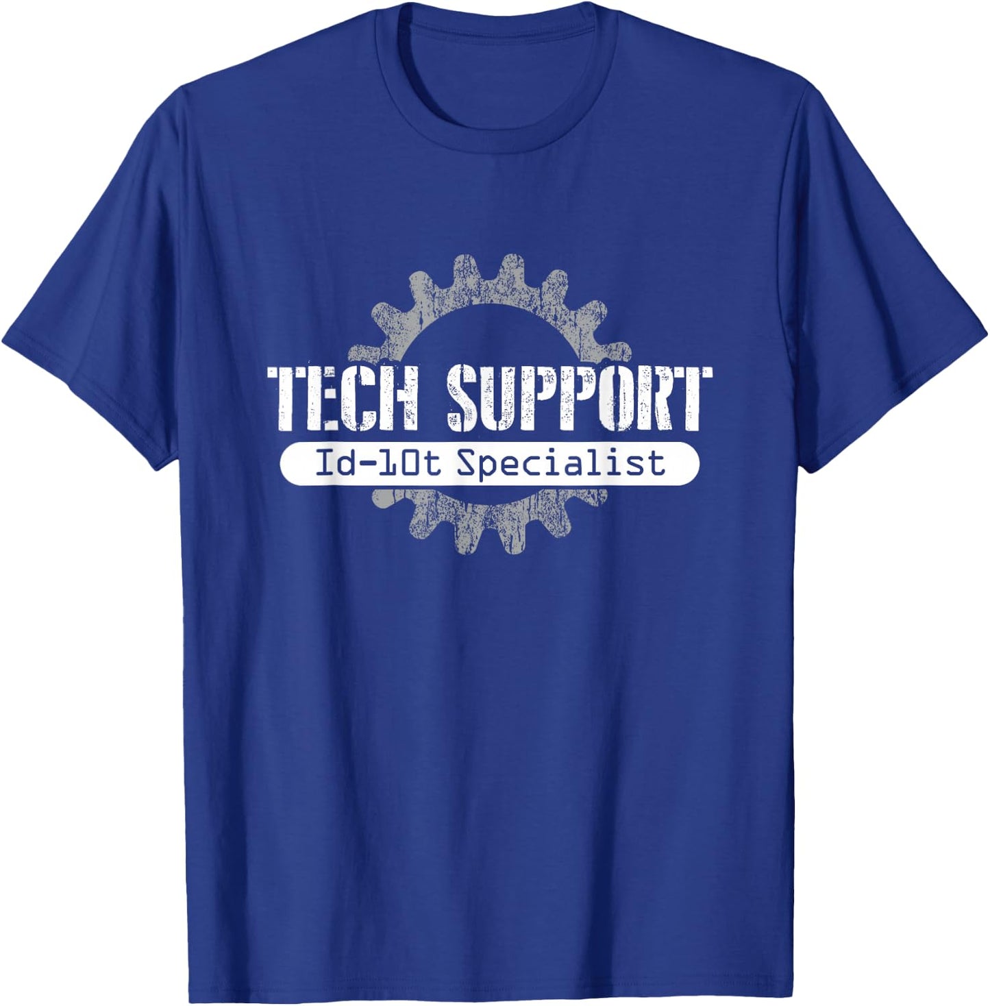 Funny I.T Tech Support ID10T Computer Idiot Joke, Distressed T-Shirt - T-Shirt | Royal