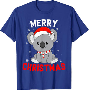 Cute Koala Santa Hat Merry Christmas xmas Gift Women Kids 2 T-Shirt - T-Shirt | Royal