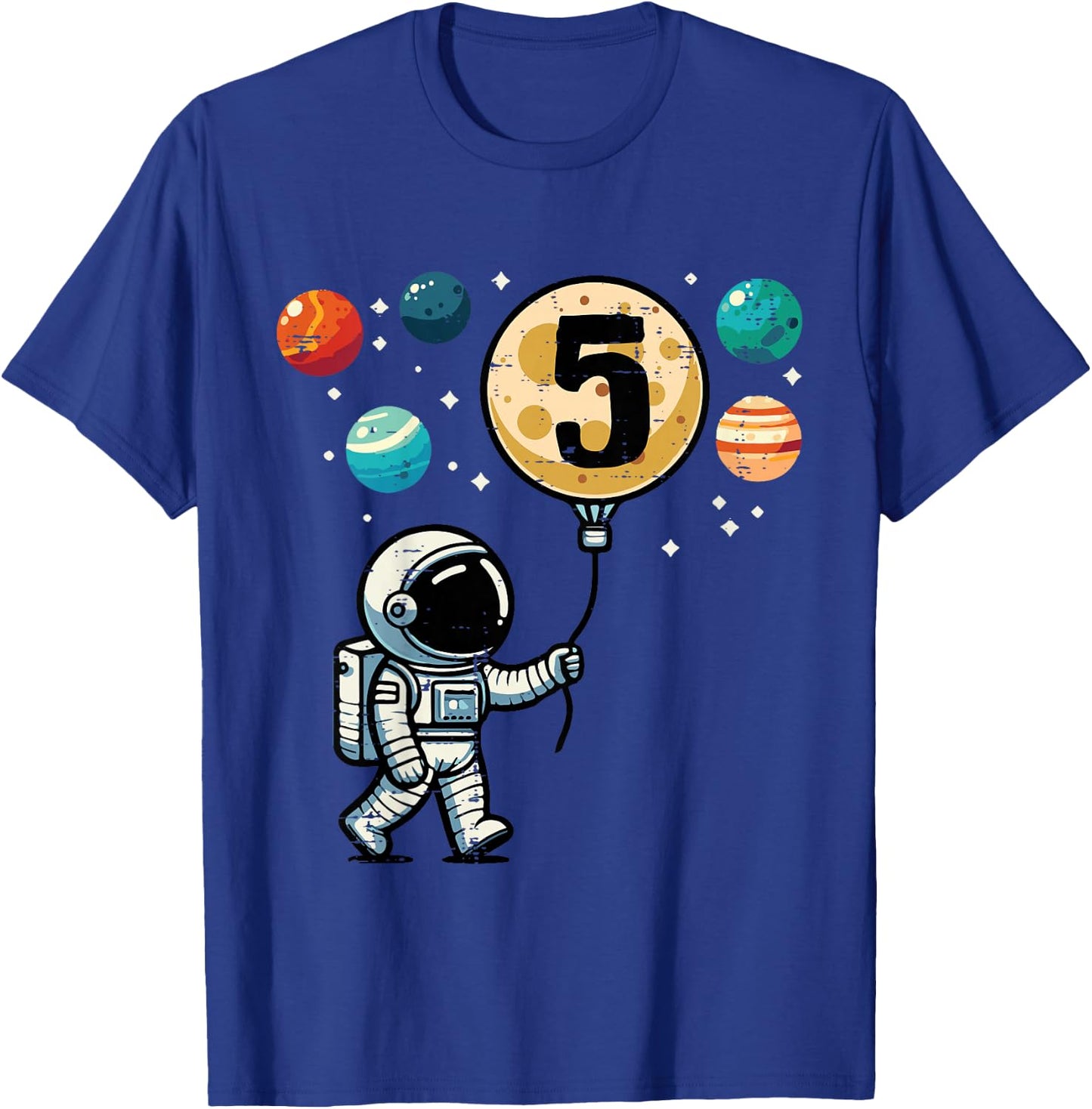 Kids 5th Birthday Astronaut Planets 5 Year Old Bday Boys Kids T-Shirt - T-Shirt | Royal
