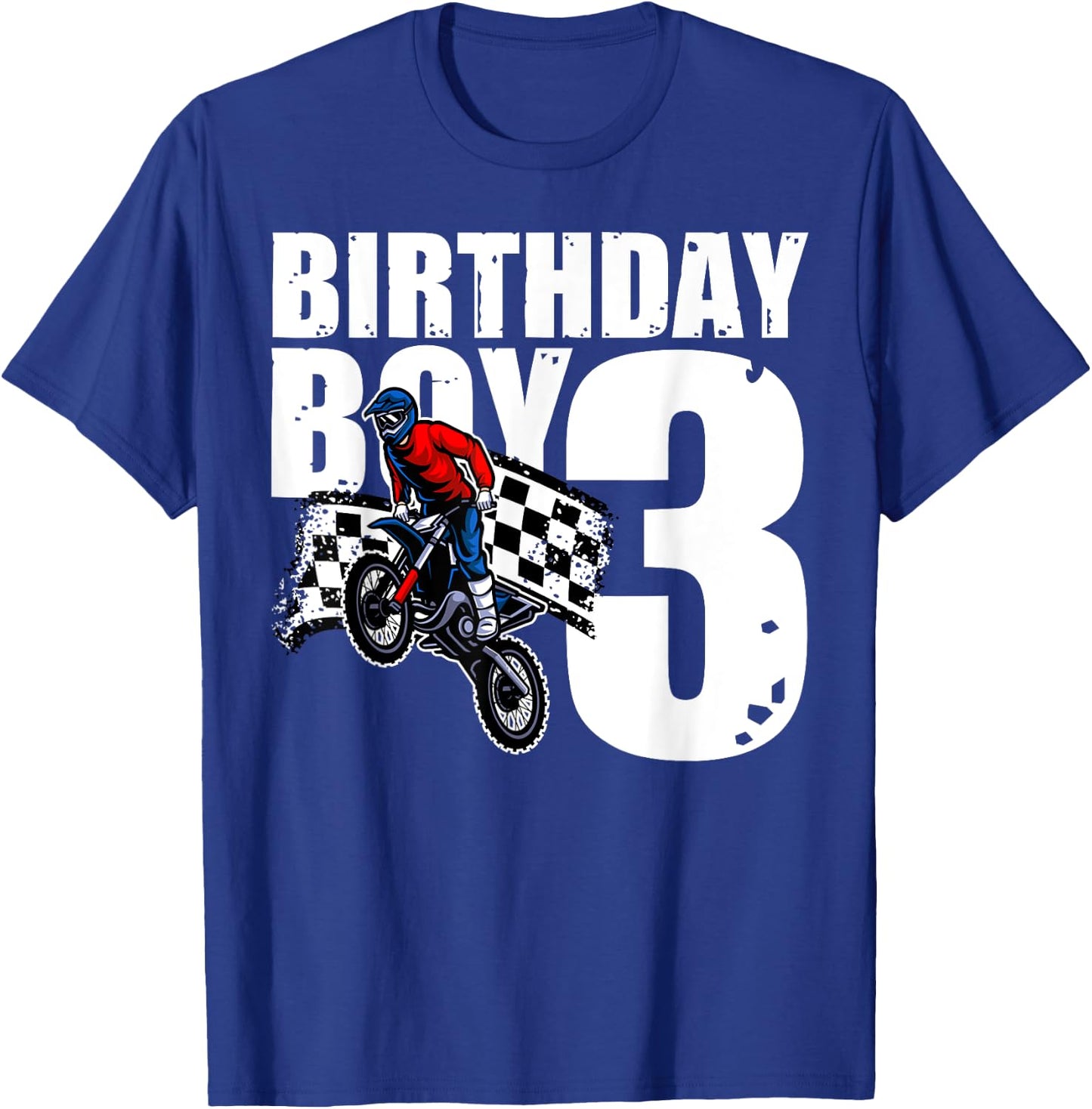 3 Years Old Birthday Boy Family Matching Motorcycle Biker T-Shirt - T-Shirt | Royal