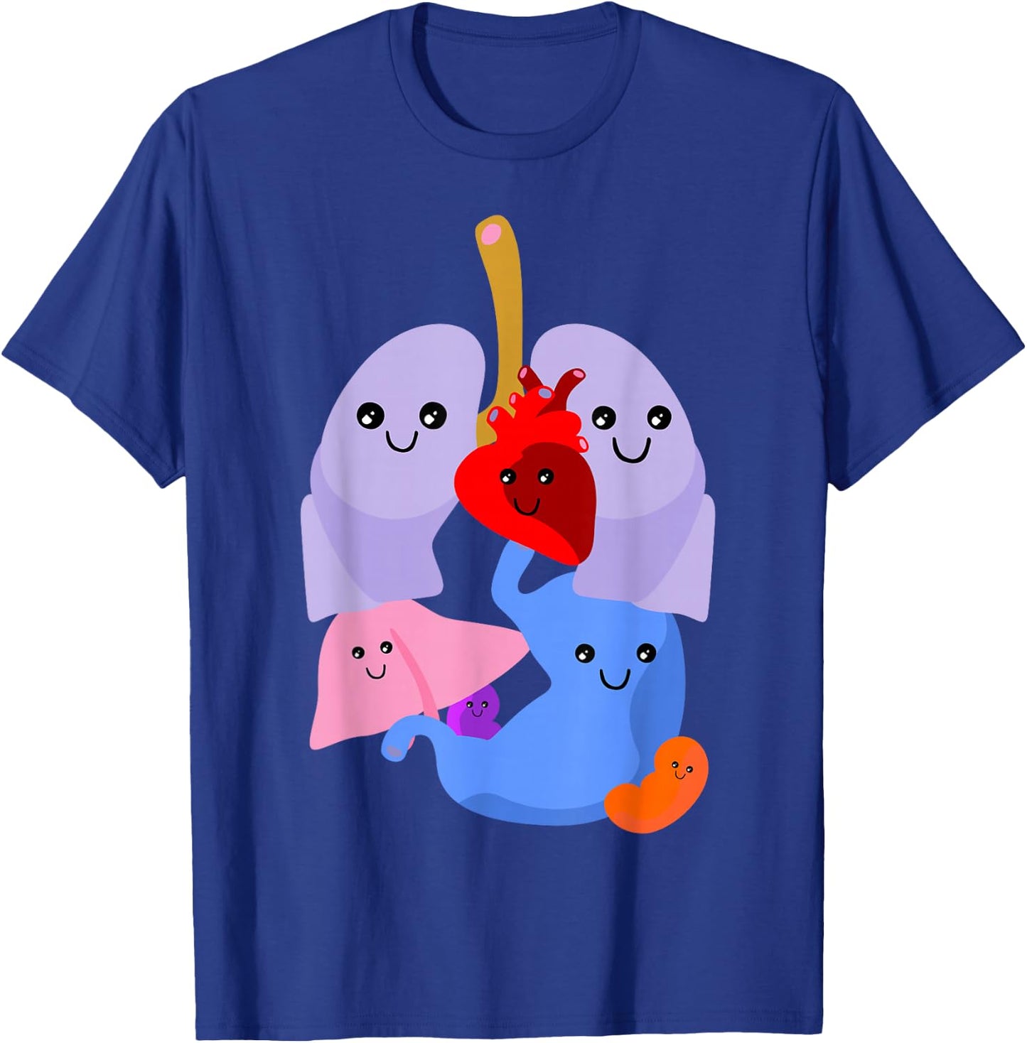 Anatomy Physiology Heart Lungs Vital Organs Illustration T-Shirt - T-Shirt | Royal