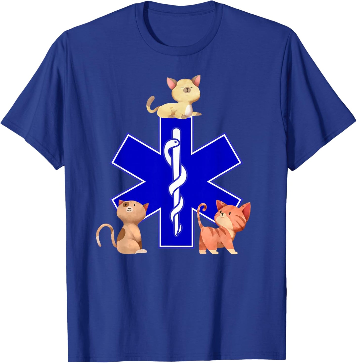 EMS Cat Lover Cute Cats EMT Cat Mom EMS Star of Life Gift T-Shirt - T-Shirt | Royal