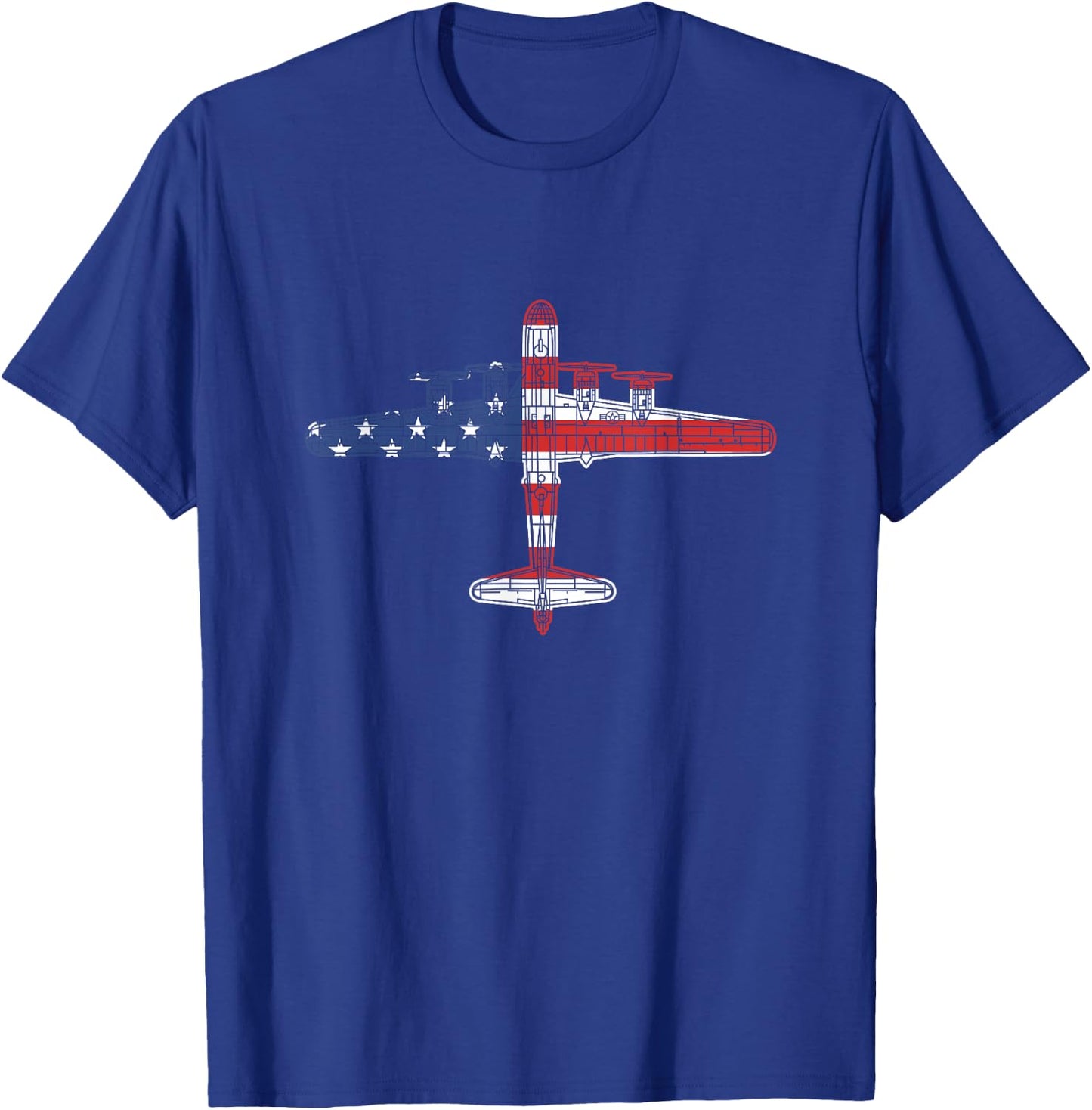 B-29 Superfortress Aircraft Schematic American Flag B29 T-Shirt - T-Shirt | Royal
