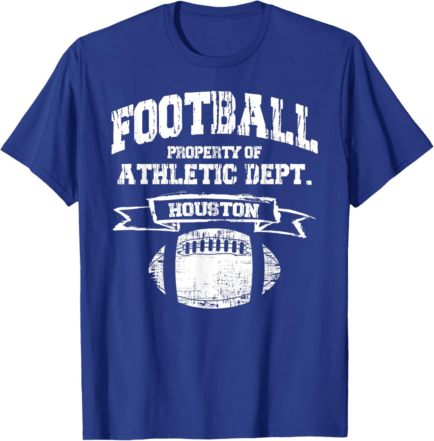 Houston Football Property Of Athletic Dept. Retro Grunge T-Shirt - T-Shirt | Royal