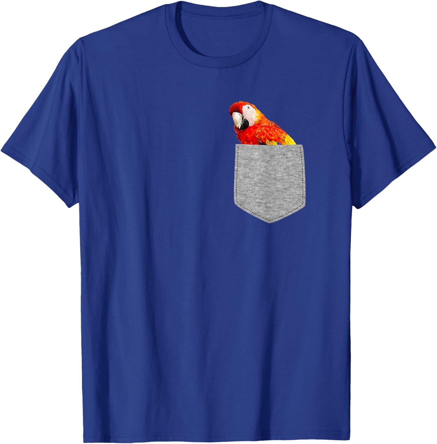 Fake Pocket Red Macaw Parrot Funny Bird Cool Novelty T-Shirt - T-Shirt | Royal