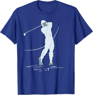 Bigfoot Golf! Funny Sasquatch Playing Golfing Player Yeti T-Shirt - T-Shirt | Royal