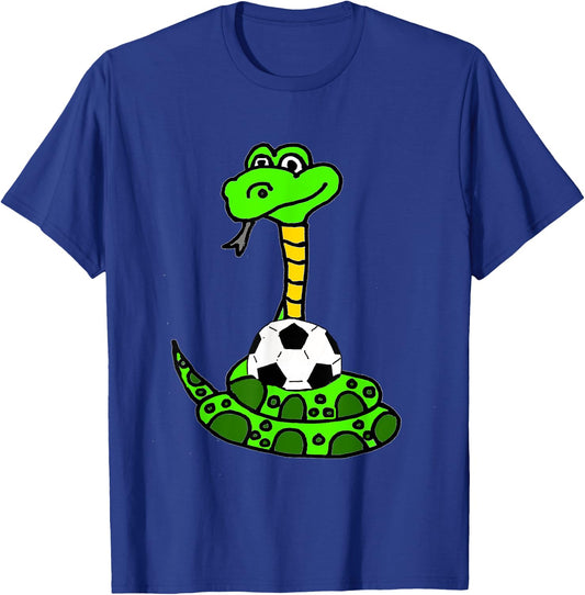 Smileteesfunnya Funny Green Python Snake and Soccer Ball T-Shirt - T-Shirt | Royal