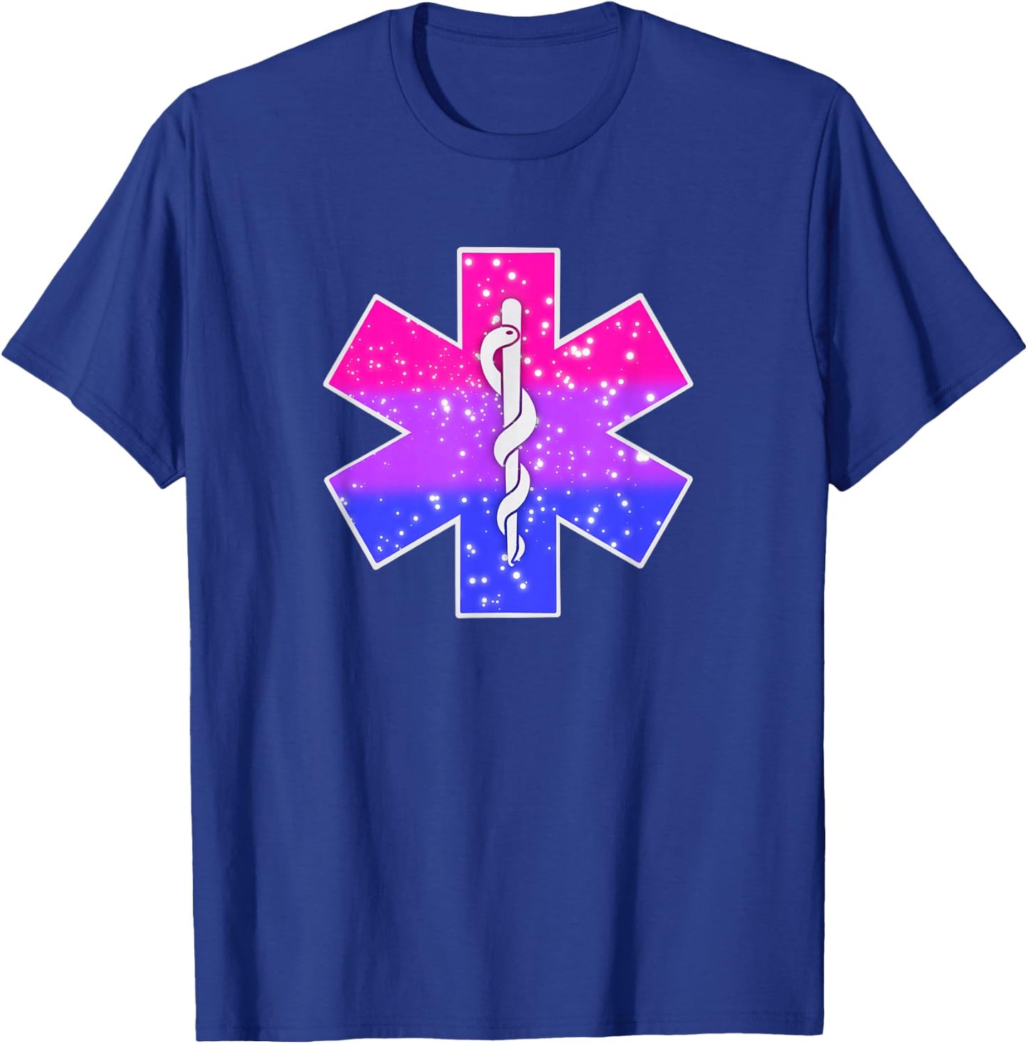 Paramedic EMT Star Of Life Bisexual Gay Pride Flag Rainbow T-Shirt - T-Shirt | Royal