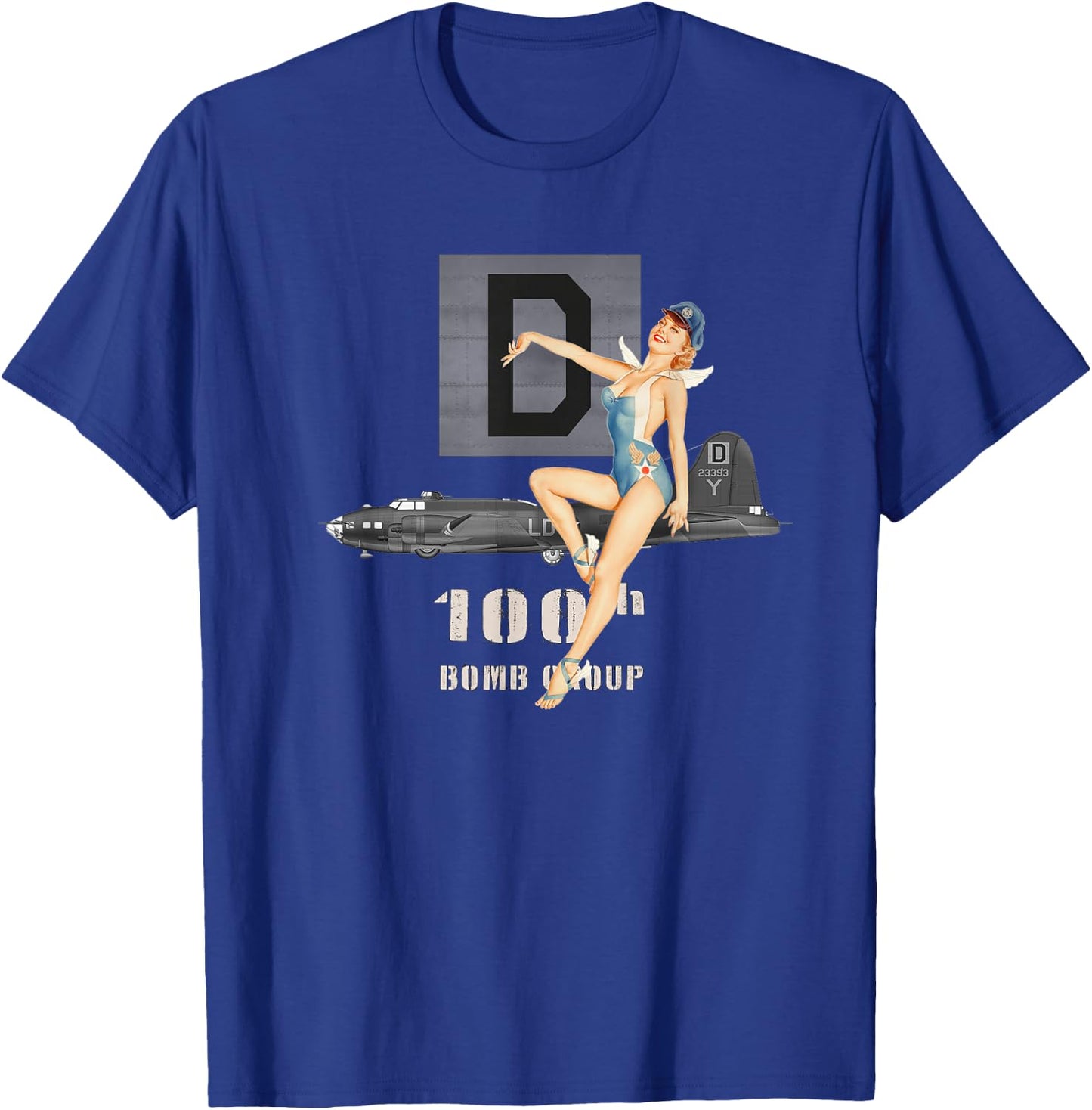 Pinup Girl The Bloody 100th Group and B17 Flying Fortress T-Shirt - T-Shirt | Royal