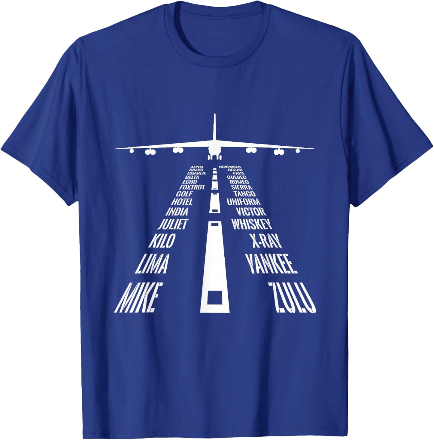 Flying B-52 Stratofortress Phonetic Alphabet Runway B52 T-Shirt - T-Shirt | Royal