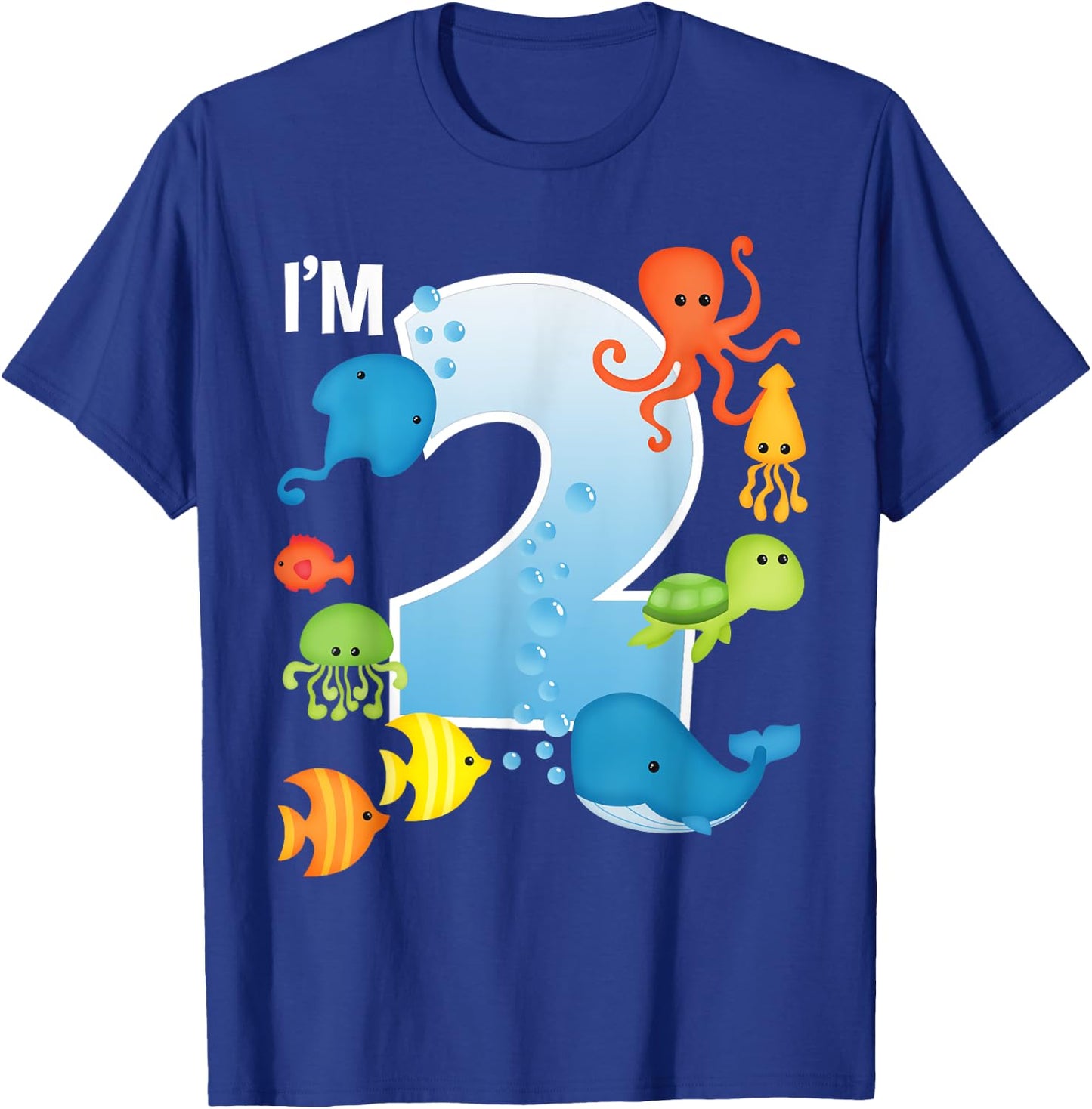 Ocean See Underwater 2 Year Old Under The Sea Birthday Party T-Shirt - T-Shirt | Royal