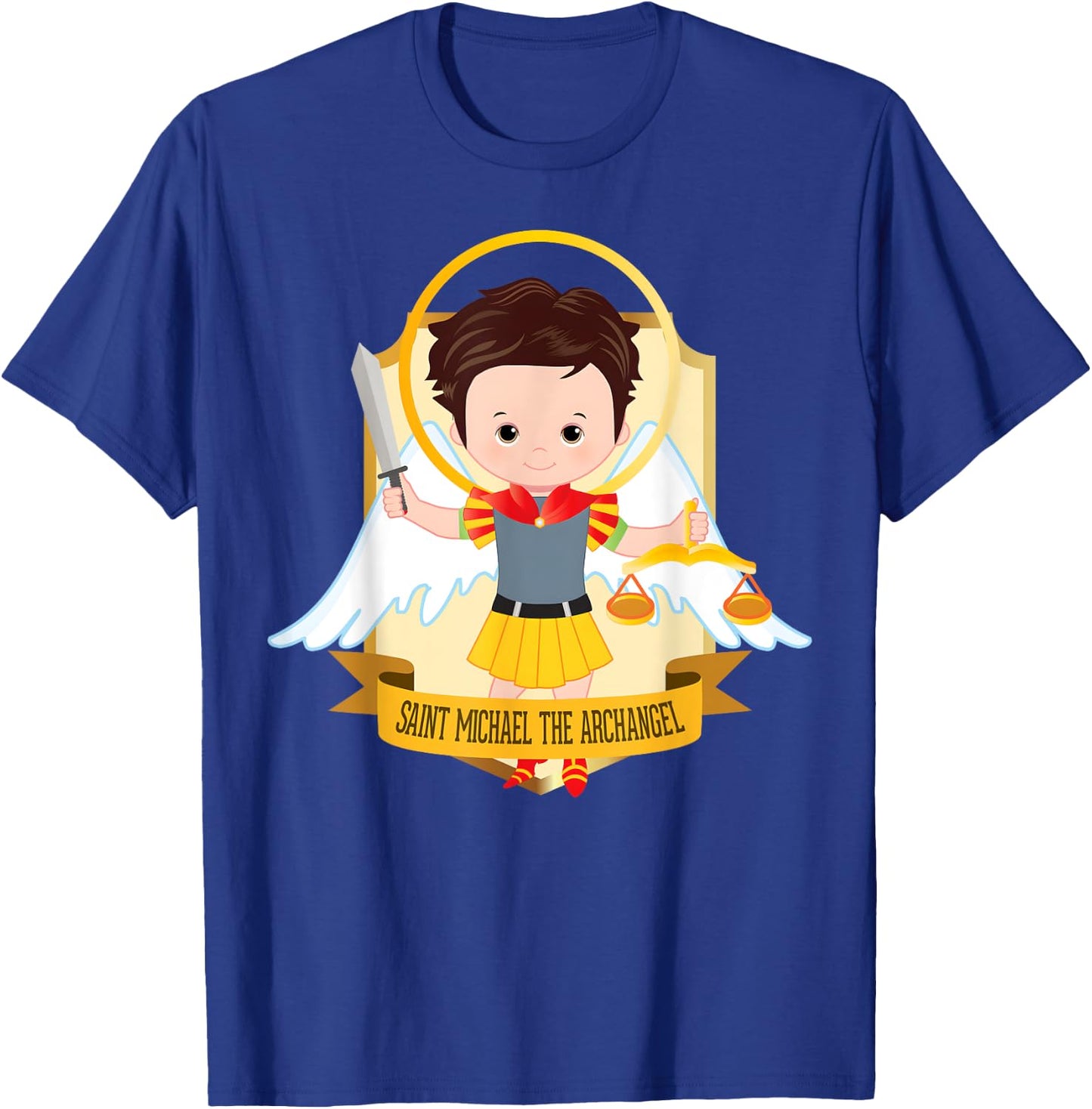 Saint Michael the Archangel for Kids Catholic Boys Cute T-Shirt - T-Shirt | Royal