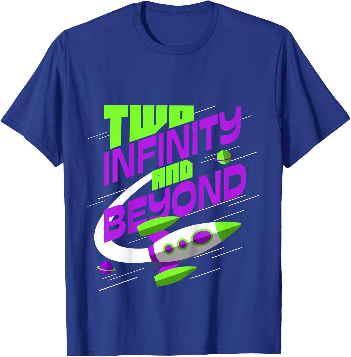 Two 2 Year Old 2nd Birthday Space Theme Boys Girls T-Shirt - T-Shirt | Royal