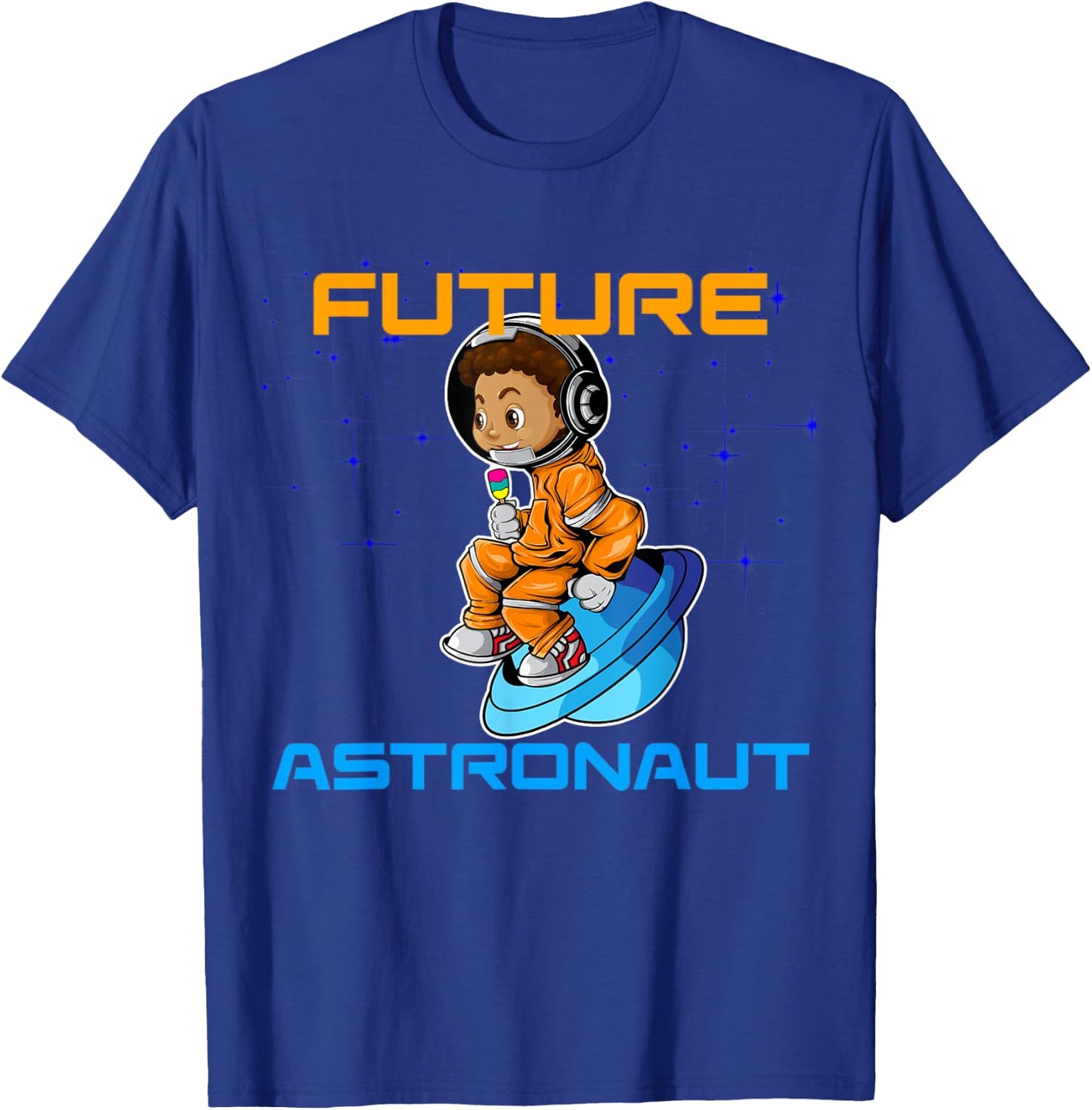Kids Black Boy African American Pride Future Astronaut T-Shirt - T-Shirt | Royal