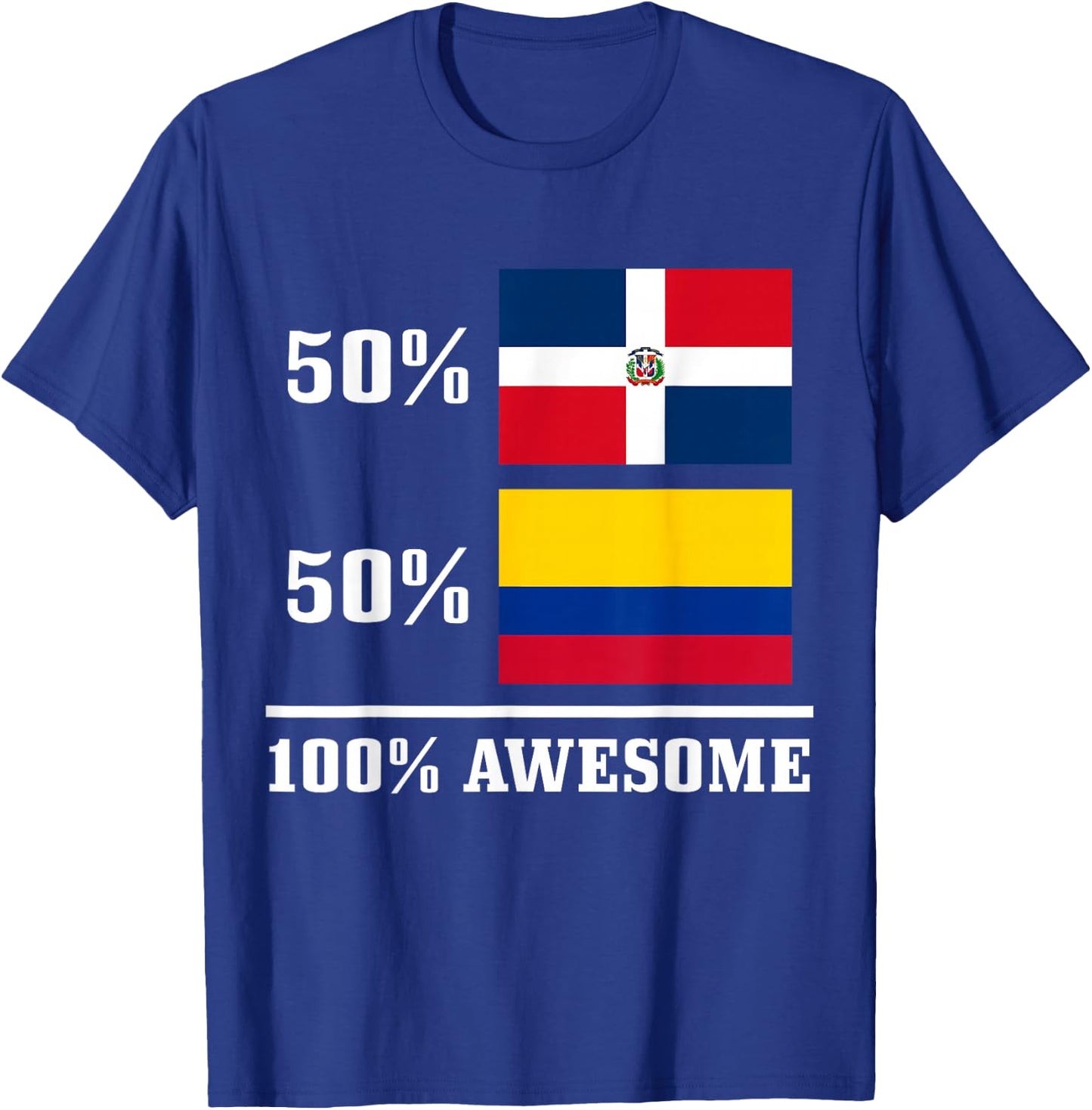 50% Dominican Republic 50% Colombia Colombian Flag Pride T-Shirt - T-Shirt | Royal