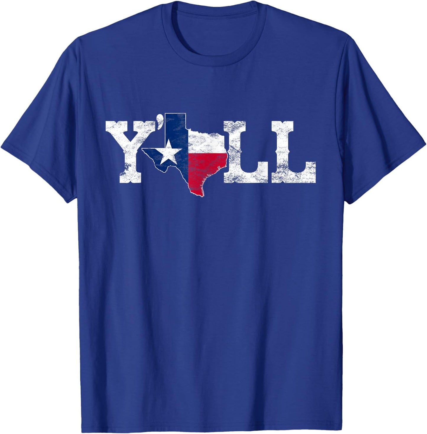 Texas Y'all Texas Shaped Flag Grunge Texas Shape T-Shirt - T-Shirt | Royal