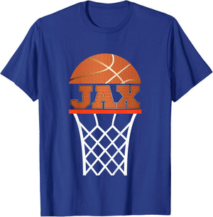 Kids Basketball Apparels Boy Custom Name Jax Youth Shirt Gifts T-Shirt - T-Shirt | Royal