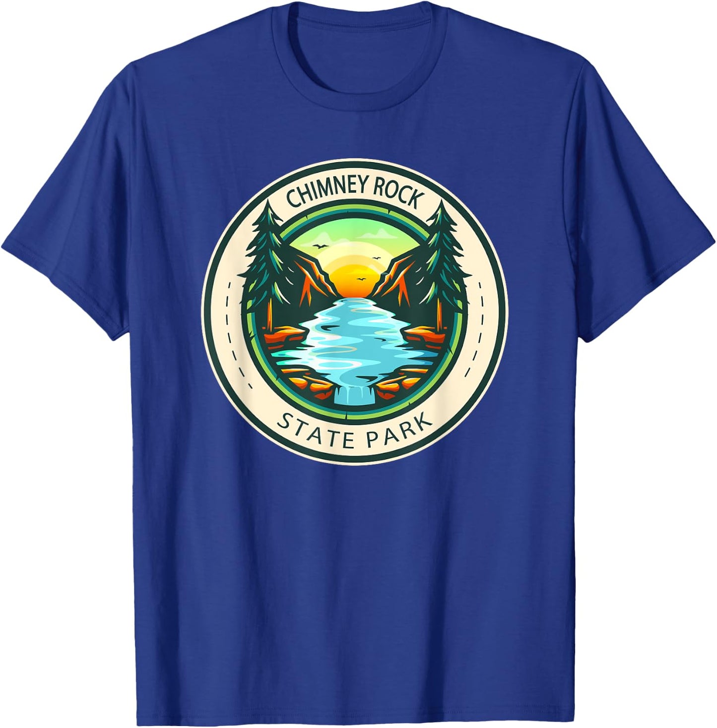 Chimney Rock State Park North Carolina Badge Vintage T-Shirt - T-Shirt | Royal