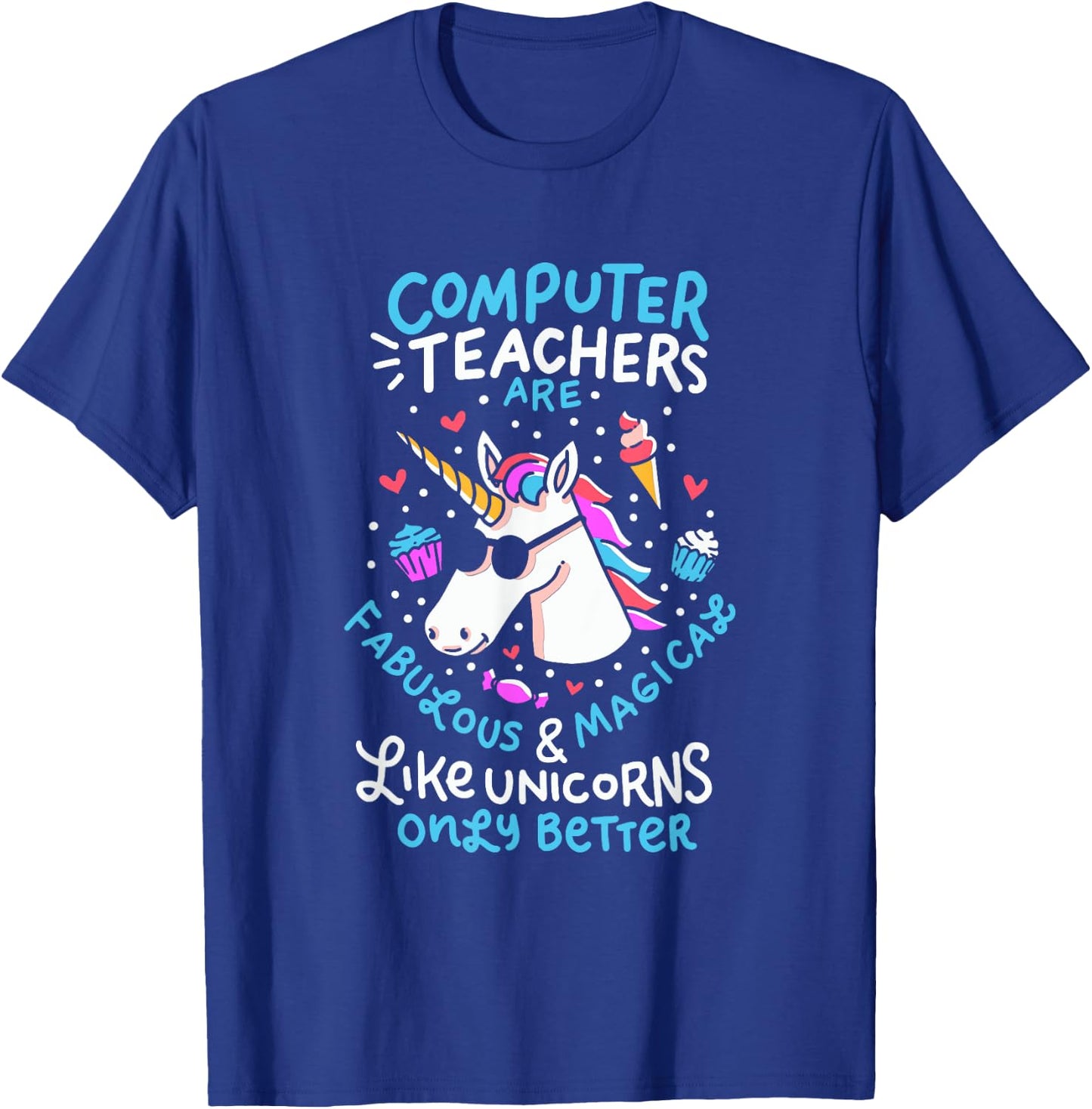 Unicorn Computer Teacher Teacher Apprechiation Shirt Women Kids T-Shirt - T-Shirt | Royal