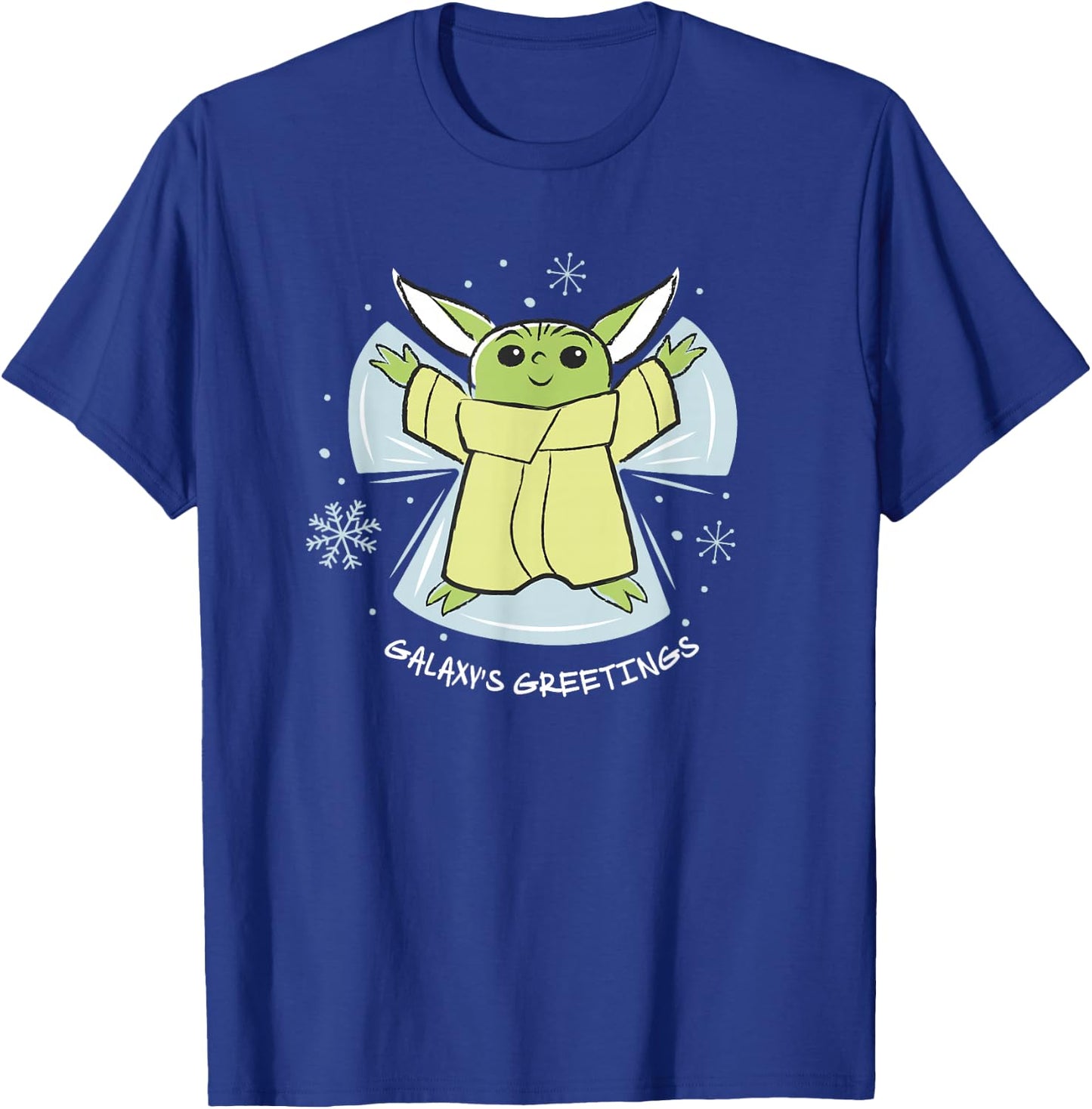 Star Wars The Mandalorian Grogu Galaxy's Greetings Holiday T-Shirt - T-Shirt | Royal