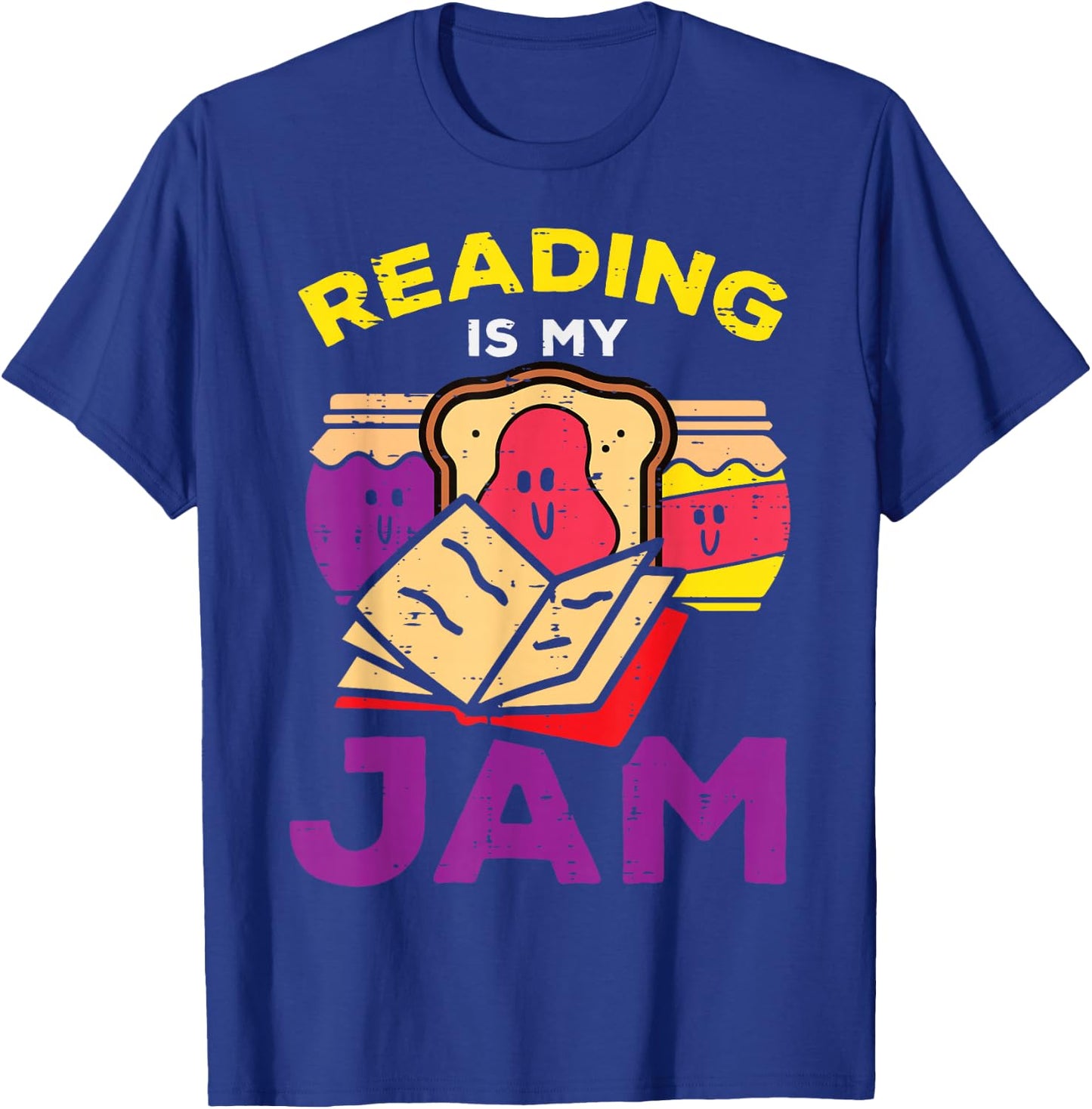 Reading Book Jam Toast Funny Food Pun Bookworm Librarian T-Shirt - T-Shirt | Royal