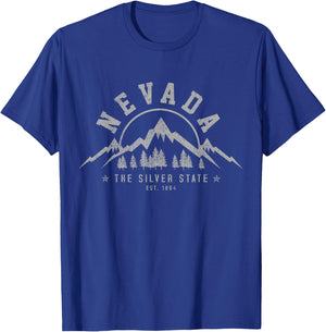 Nevada Souvenirs & Gifts Nevada Est. 1864 Vintage Nature Outdoor Black -Adults T-Shirt - T-Shirt | Royal