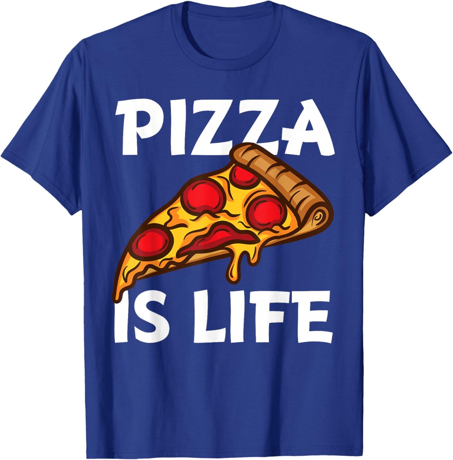 Funny Pizza Gift Pizza Lovers Boys Girls Pizza is Life Small T-Shirt - T-Shirt | Royal