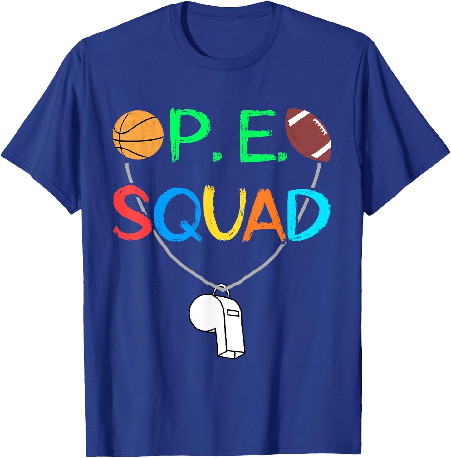 PE Teacher Squad P.E. Team School Fitness Teacher Crew T-Shirt - T-Shirt | Royal